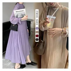 プリーツワンピース   ワンピース   ロング 長袖 春 夏 秋 秋服 ロング ワンピース   プリーツ ワンピ 透け感 ゆったり レディース ワンピース   ドレス 大きいサイズ  きれいめ 上品 オフィス 通勤  カジュアル 
