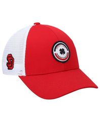 블랙 클로버 남성 액세서리 모자 Black Clover Mens Red White South Dakota Coyotes Motto Trucker Snapback Hat