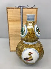花瓶 九谷焼 六稜瓢箪 二代目 花器 6角 共箱付き 浅蔵五十吉 花入れ 2402LT128