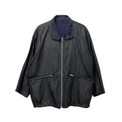70e18 GIANFRANCO FERRE ジャンフランコフェレ ジップアップジャケット リネンジャケット 2way 異素材切替 サイズ48 ネイビー ブラック リネン ポリエステル メンズ 紳士服u02tのサムネイル