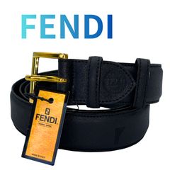 FENDI フェンディ ベルト FFロゴ スクエア レザー ブラック シルバー