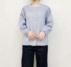 12クローゼット フリルブラウス 長袖 石上美津江さんコラボ リネン混