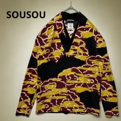 SOU・SOU 富美 日本製 京都 手捺染 和柄 総柄 シャツ Vネック 長袖カットソー SOUSOUのサムネイル