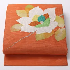 お買い得品！九寸名古屋帯 （夏帯） Sランク 帯丈363cm 正絹 ポイント柄 名古屋仕立て 織り インフォーマル 牡丹 朱系 LP 1245-02855