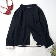 パーマネントエイジ】シルクコットンジャケット ネイビー size2（L
