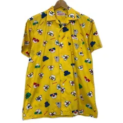 【中古】　MIKI HOUSE MEN'S　柄シャツ　半袖　シャツ　トップス　パジャマシャツ　オープンカラー　胸ポケット　総柄　ベースボール　ブランドロゴ　日本製　古着　/1953のサムネイル