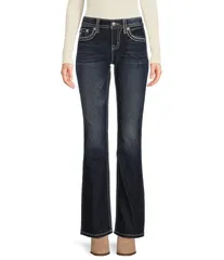 ミスミー レディース ボトムス デニムパンツ ブーツカット ブーツ ジーンズ Miss Me Heavy Stitch Flap Pocket Curvy Fit Bootcut Jeans Dark Blue ブルー