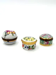リモージュ　LIMOGES　ロイヤルストラットフォード　ROYALESTRATFORD　アンティーク　小物入れ　ピルケース　花　3点セットのサムネイル