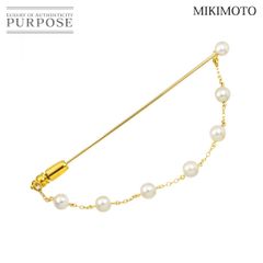極美品】三越 K18 アコヤ真珠 ダイヤモンド 0.04ct ピンブローチ 
