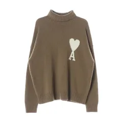 アミ ami ビックハート インタルシア タートルネック ニット セーター カーキ ベージュのサムネイル