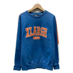 【中古】　X-LARGE　スウェット　長袖　トレーナー　トップス　クルーネック　裏毛　ブランドロゴ　ワッペン　バイカラー　ストリート　古着　/1589