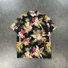 NEW ERA ニューエラ 半袖 ポロシャツ メッシュ ボタニカル 花柄 総柄 ブラック 黒 メンズ XL 大きいサイズのサムネイル