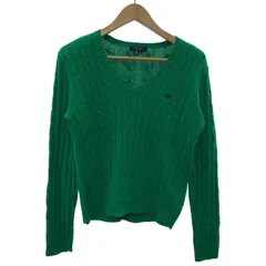 【中古】　CHAPS RALPH LAUREN　セーター　長袖　ニット　トップス　Vネック　ケーブル編み　ワンポイント　スモールポニー　刺しゅう　古着　/7229のサムネイル