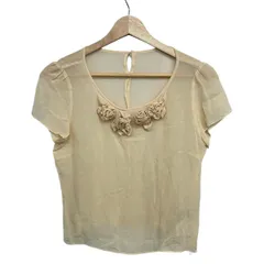 FRANCO FERRARO(フランコフェラーロ) 半袖カットソー サイズ2 M レディース美品  - アイボリー クルーネック/フラワー(花)/シースルーのサムネイル