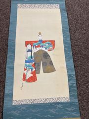 v*r様 国井道成 『立雛』 絹本 彩色 仏画師 共箱 岐阜県 掛軸241025
