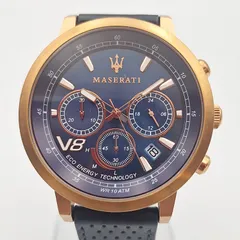 MASERATI R8871134003 V8 腕時計 クロノグラフ マセラティ 82258 8871134003 ネイビー ゴールド 稼働品 【12461】のサムネイル