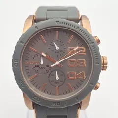 ディーゼル 腕時計 DZ-5307 ラバー グレー ゴールド クロノグラフ メンズ 時計 DIESEL 美品 箱付き 【12458】