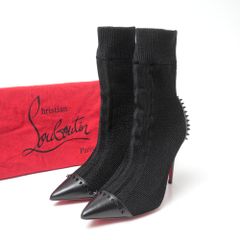 美品ルブタンハイヒールブーツ黒ロング靴レザークリスチャンジミー 