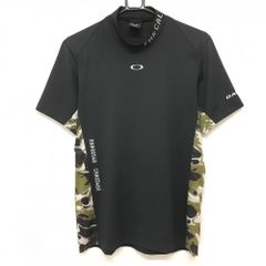 美品】オークリーゴルフ カモフラ柄 モックネックシャツ半袖 メッシュ 