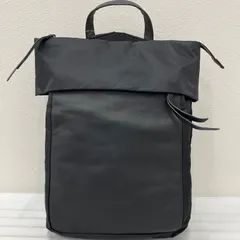 3173　Y'SACCS　イザック　リュック　バックパック　 ブラック系　黒　ナイロン　レザー　 リサイクルナイロン×カウレザー　ラップリュック　 レディースのサムネイル