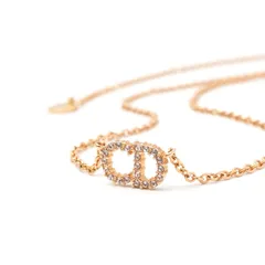 クリスチャンディオール CHRISTIAN DIOR ClairDLune ネックレス ペンダント チョーカー ゴールド CDロゴ ラインストーン