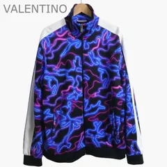 新品同様 VALENTINO ヴァレンティノ ネオンプリント トラックジャケット ナイロンジャケット フルジップ 総柄 カモフラ ナイロン×コットン XV3MF21I86E ブラック ブルー系 サイズM メンズのサムネイル