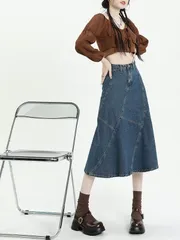 デニムスカート レディース アンブレラスカート フレア aラインスカート ロングフレアスカート ひざ下 デニム ミモレ ミディアム ブルー ネイビー オフィス 20代 30代　デニムロングスカート スカート デニム デニムマキシス#lqjzr
