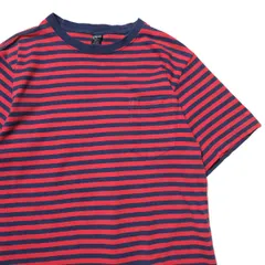 80's 90's USA製 ランズエンド ボーダー  ポケット付き コットン Tシャツ  半袖 (XL) 紺×赤系 90年代 アメリカ製 旧タグ オールドアメリカ古着 USED ビンテージ ヴィンテージのサムネイル