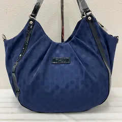 3254　良品　Y'SACCS　イザック　ハンドバッグ　 2way　ショルダーバッグ　ドット　水玉　 ネイビー系　紺　ナイロン　エナメル　タグ付き　レディースのサムネイル