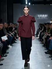 MSGM 2019fw バーガンディ フリル シャツ 40サイズのサムネイル