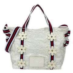 Chesty(チェスティ) トートバッグ美品  - 白×レッド×ネイビー レース/リボン/フラワー(花)のサムネイル