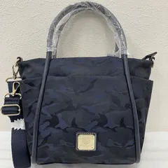 3253　良品　christian olivier　クリスチャンオリビエ　 ハンドバッグ　2way　ショルダーバッグ　 迷彩　カモフラ　総柄　ネイビー系　紺　 ロゴ　ナイロン　レザー　レディースのサムネイル