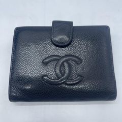 Chanel ブラック レザー 二つ折り財布 - メルカリ