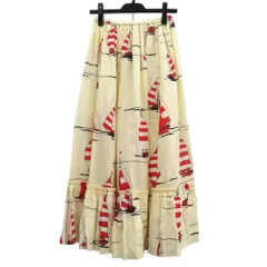美品 グッチ フレアスカート ヨット 総柄 帆船 661553 ロングスカート コットン 麻 シルク アイボリー 1114 GUCCIのサムネイル