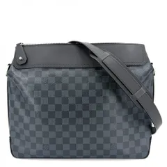 ルイヴィトン ショルダーバッグ メンズ メッセンジャーグリニッジ ビジネスバッグ 肩掛け 斜め掛け LOUIS VUITTON N41348 ネイビー 紺 ブラック 黒 シルバー金具【中古品】