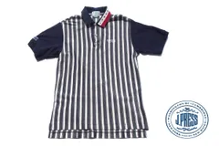 ジェイプレス J.PRESS 中古 GOLF CLUB ストライプ柄 半袖 ポロシャツ M ネイビー×ホワイト×レッド コットン 日本製のサムネイル