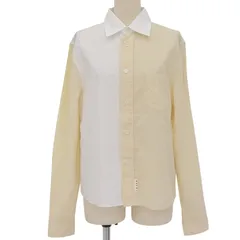 極美品▲MARNI マルニ コットン100％ ロングスリーブ 長袖シャツ ホワイト ベージュ バイカラー 44 イタリア製 正規品 レディースのサムネイル