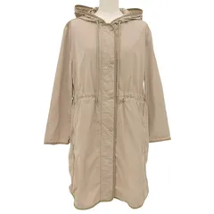 美品▲MONCLER モンクレール LEPRIS ロゴワッペン フード付 ドローコード ナイロンジャケット コート ベージュ 2 正規品 レディース