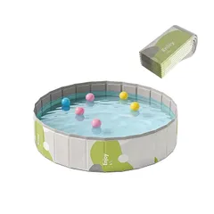 YUUU1A 空気入れ不要 犬用プール 120cm 折りたたみ 円形 ボールプール ペット水遊び/シャワー 暑さ対策 収納便利 室内/アウトドア/庭/ベランダ 大型犬用バスタブ ライトグリーン 1のサムネイル