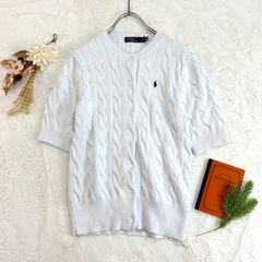 RALPH LAUREN ケーブルニット 半袖 カーディガン ホワイト M - メルカリ