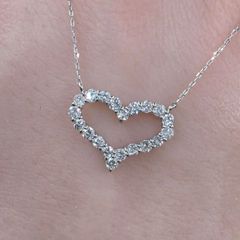 可愛い！k18PG ダイヤ オープンハートネックレス 3.27g GR1153 - メルカリ