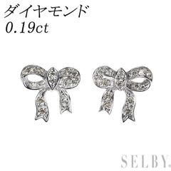片耳のみ❗️】オレフィーチェ リベル Pt リボン型 ダイヤモンドピアス 