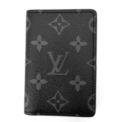 ルイヴィトン カードケース メンズ モノグラムエクリプス オーガナイザードゥポッシュ 名刺入れ 定期入れ 小物 LOUIS VUITTON M61696    ブラック 黒 美品【中古品】