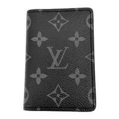 ルイヴィトン カードケース メンズ モノグラムエクリプス オーガナイザードゥポッシュ 名刺入れ 定期入れ 小物 LOUIS VUITTON M61696    ブラック 黒 美品【中古品】