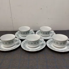 【5客セット】Noritake　ノリタケ　昭和レトロ　カップ&ソーサー　食器　ブルー　花柄　上品　L2211