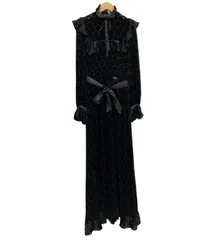 GIVENCHY/ジバンシー/ドット/シアー/ベロア/ロングワンピース/ブラック/サイズ10/レディース/FB3974のサムネイル