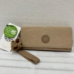 2277　美品　Kipling キプリング　長財布　ウォレットケース　お財布　ゴリラチャーム付き　 ベージュ系　ナイロンのサムネイル