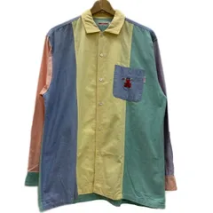 【中古】　MIKI HOUSE　長袖シャツ　トップス　レギュラーカラー　クレイジーパターン　切替　胸ポケット　ワンポイント　ブランドロゴ　刺しゅう　ベア　日本製　古着　/1952のサムネイル