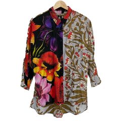 美品 MECRE メクル スキッパー フラワープリントオープンカラーシャツ 