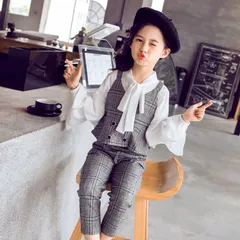 子供服 セットアップ 女の子 フォーマルスーツ 入学式 フォーマル スーツ パンツセット 子供スーツ チェック柄 ブラウス 3点セット ジュニア 入園式 卒業式 オシャレ 110 120 130 140 150 160 子供スーツ 上下 子#zxate